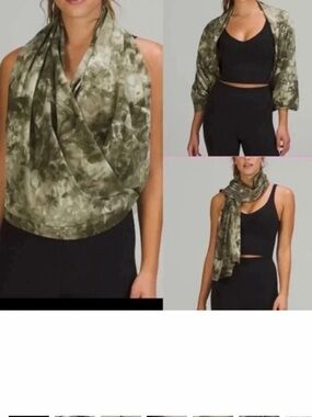 Lululemon Customizable Snap Multi Nulu Scarf in Olive Green Tie Dye